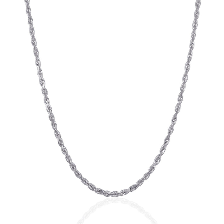 14k White Gold Solid Diamond Cut Rope Chain (3.00 mm)