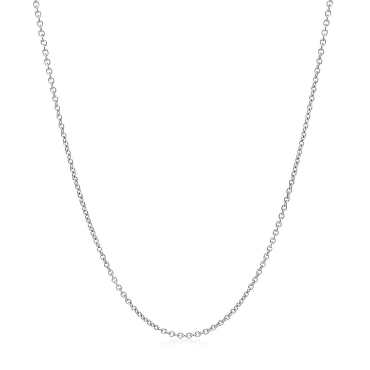 14k White Gold Oval Cable Link Chain (1.20 mm)