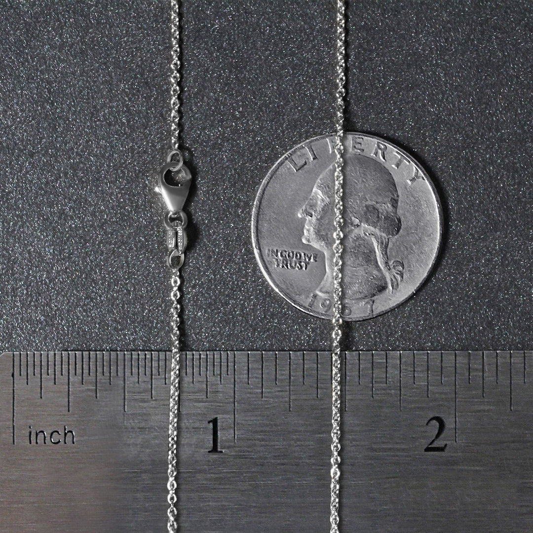 14k White Gold Oval Cable Link Chain (1.20 mm)