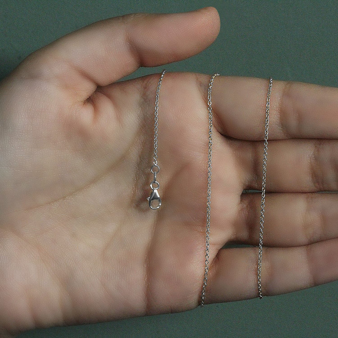 14k White Gold Oval Cable Link Chain (1.20 mm)