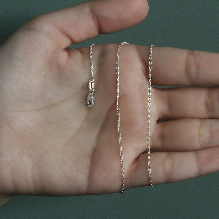 14k White Gold Oval Cable Link Chain (1.50 mm)