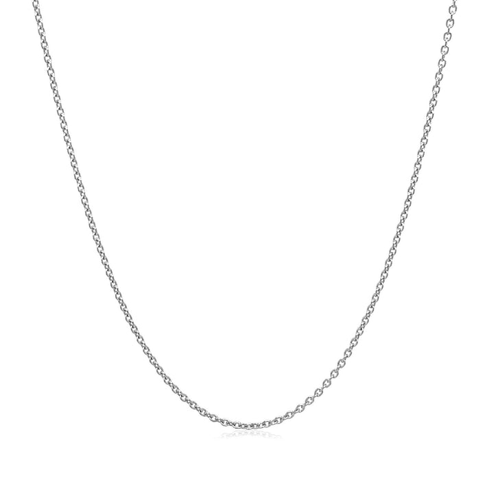 14k White Gold Oval Cable Link Chain (1.10 mm)