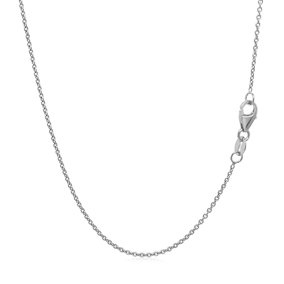 14k White Gold Oval Cable Link Chain (1.10 mm)