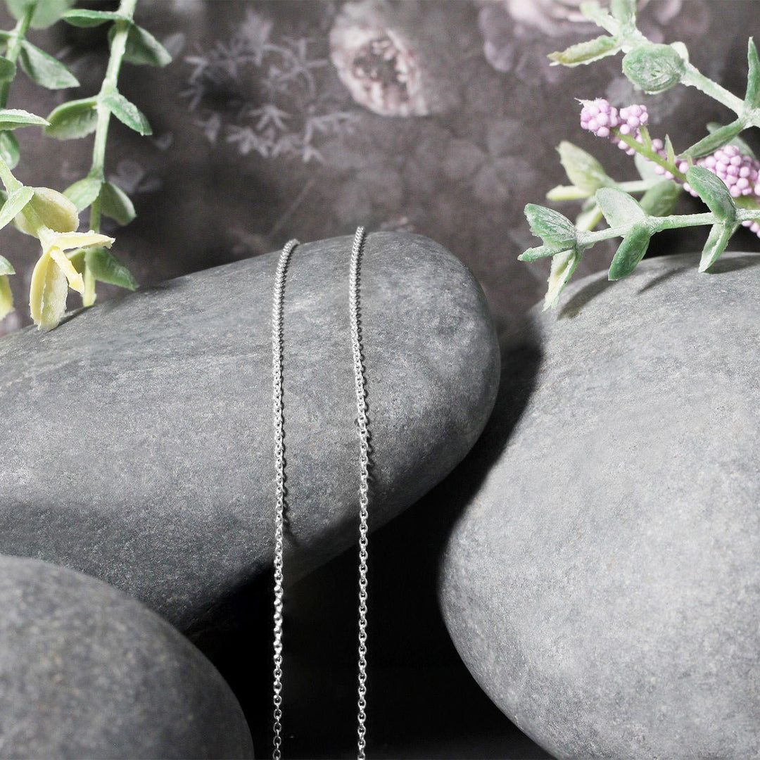 14k White Gold Oval Cable Link Chain (1.10 mm)