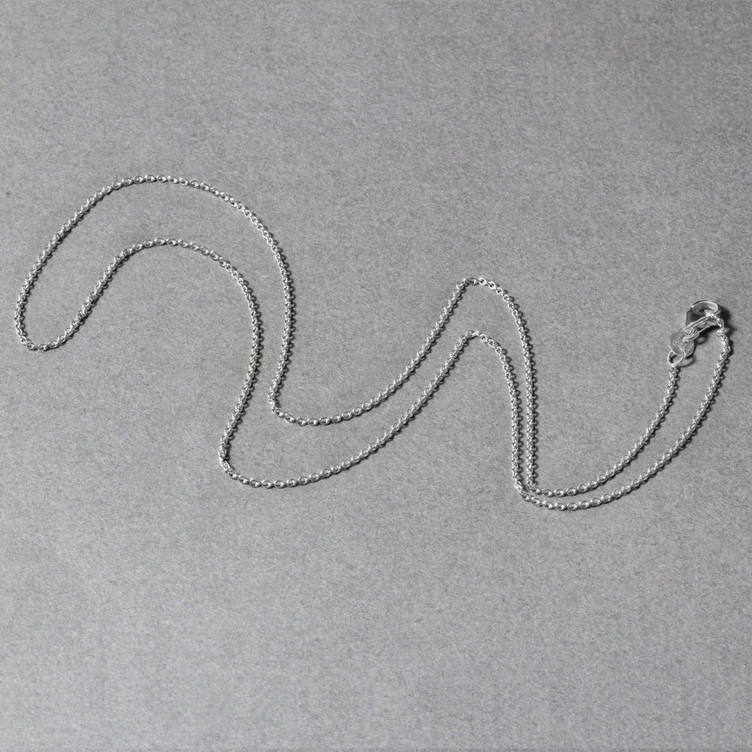 14k White Gold Oval Cable Link Chain (1.10 mm)