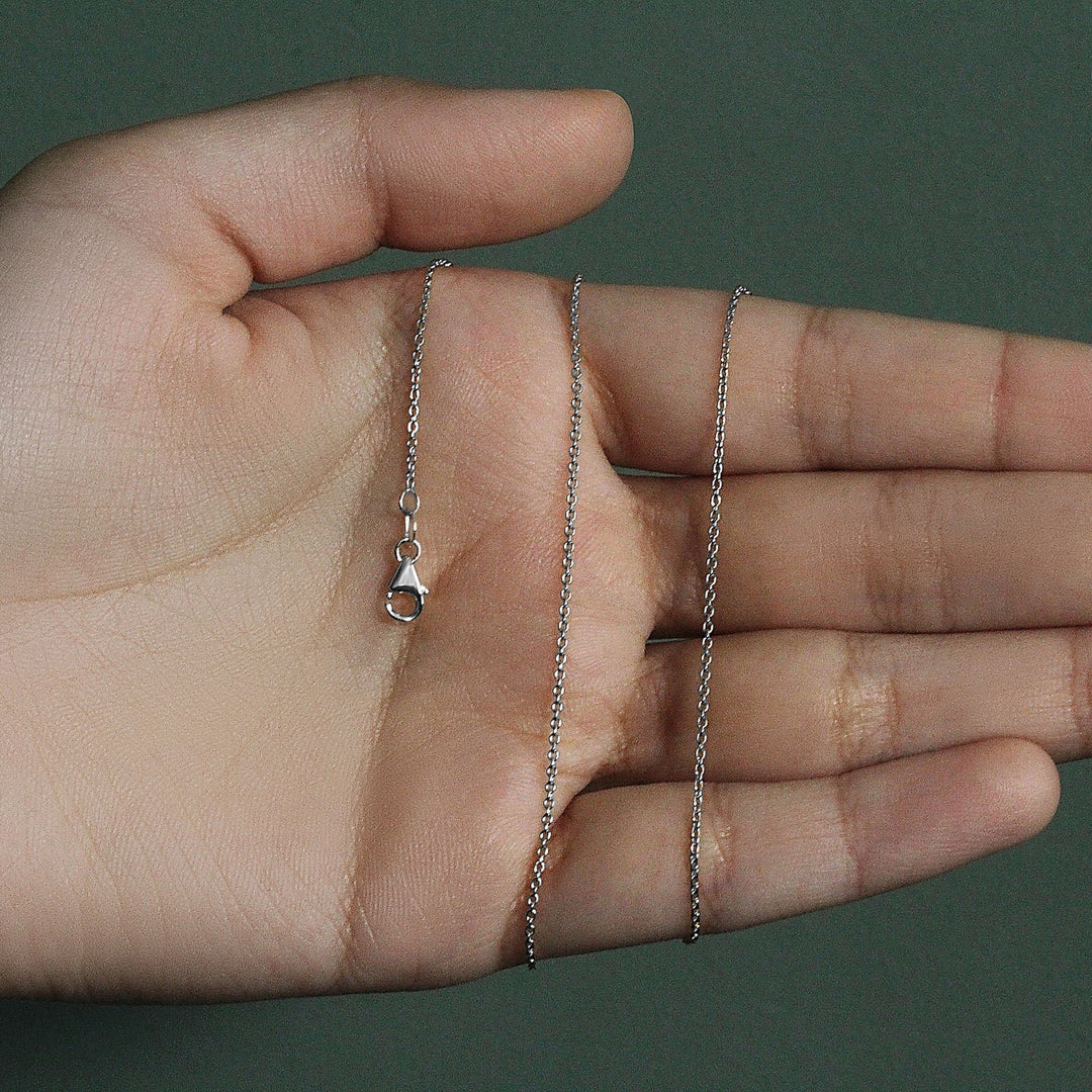 14k White Gold Oval Cable Link Chain (1.10 mm)