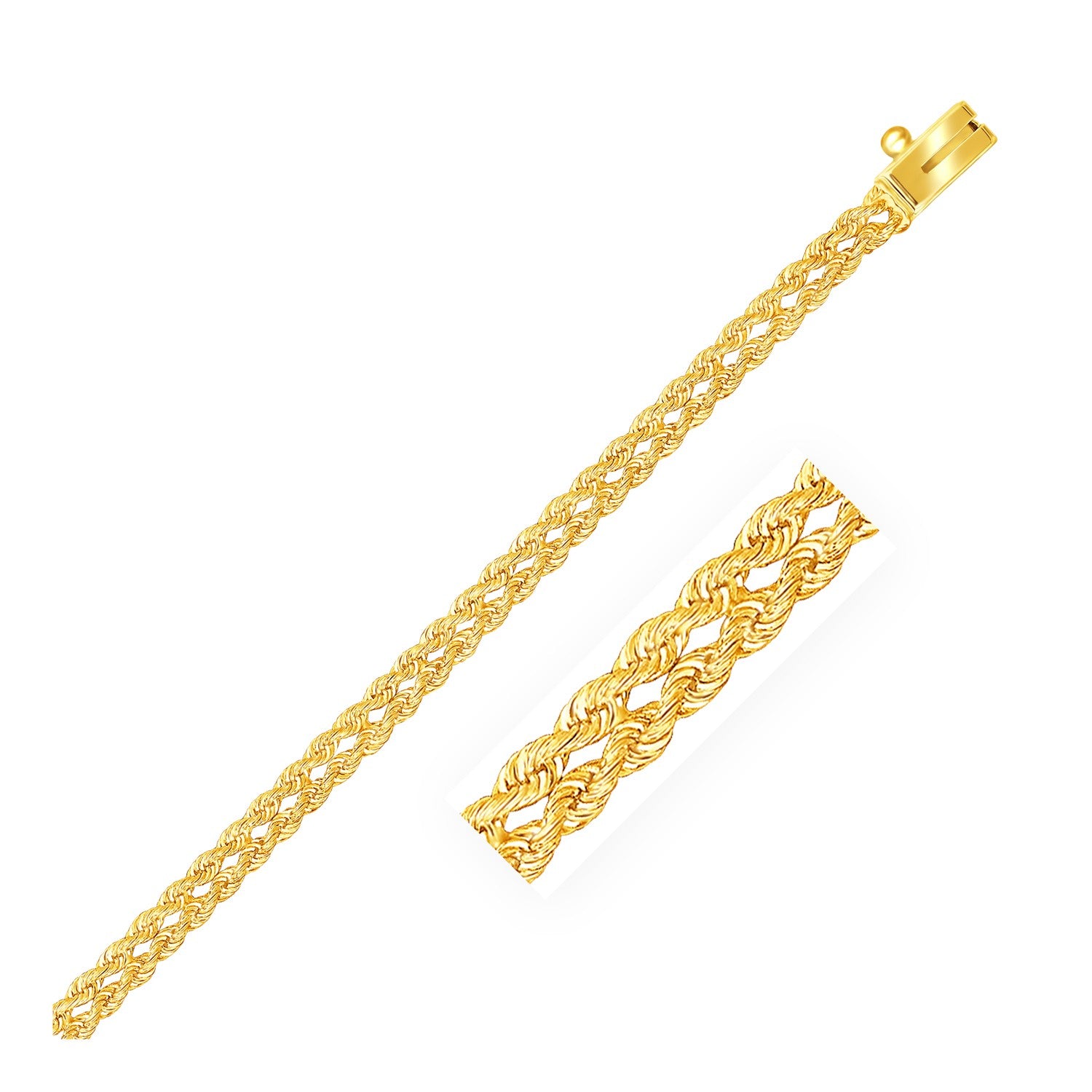 14k Yellow Gold Two Row Rope Bracelet (3.40 mm) – Joyeria Daisy