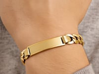 14k Yellow Gold 8 1/2 inch Mens Wide Curb Chain ID Bracelet (10.00 mm)