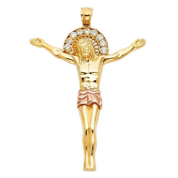 14k Two Tone Gold Jesus Christ Body Pendant image 0