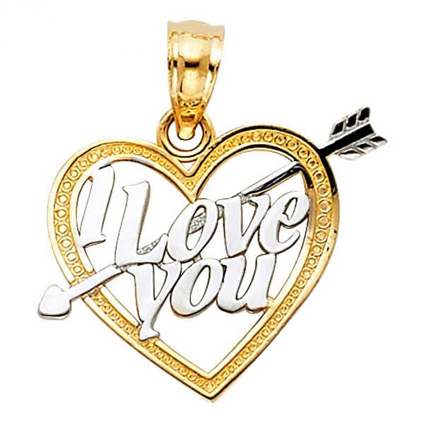 14k Two Tone Gold I Love Heart Pendant image 0