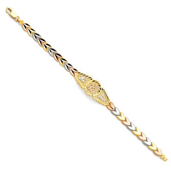 14k Tri-Color Gold 3 Color 15 Years ID Bracelet 7.25in image 0