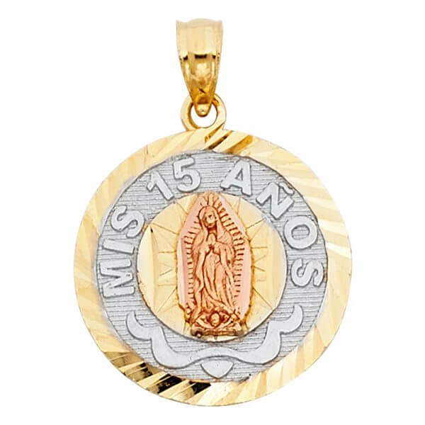 14k Tri-Color Gold 15 Years Pendant image 0