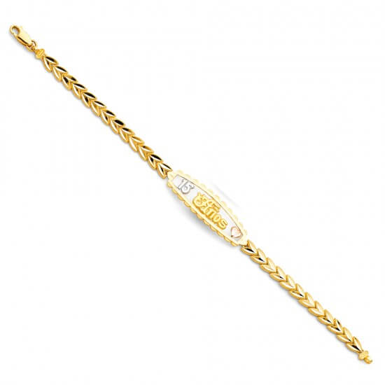 14k Tri-Color Gold 3 Color 15 Years ID Bracelet 7.25in image 0