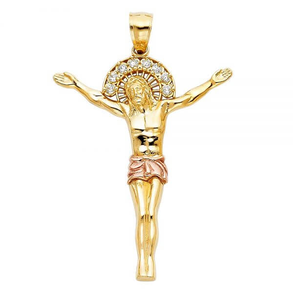 14k Two Tone Gold Jesus Christ Body Pendant image 0