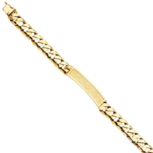 14k Yellow Gold Cuban Link ID Bracelet 8.5in image 0