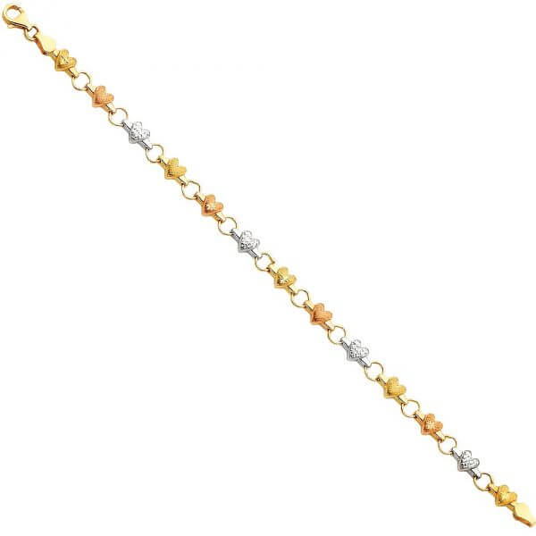 14k Tri-Color Gold 3 Color Light Enamel Bracelet 7.25in image 0