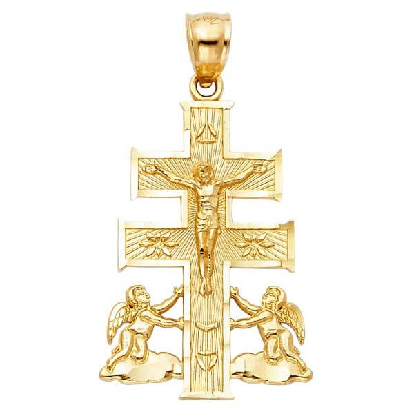 14k Yellow Gold Cross of Caravaca Pendant image 0