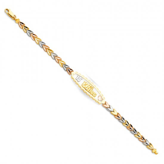 14k Tri-Color Gold 3 Color 15 Years ID Bracelet 7.25in image 0