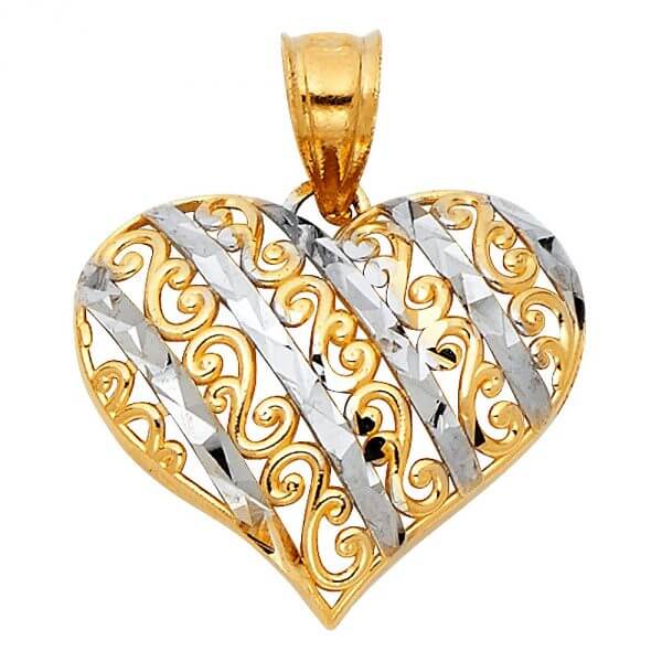 14k Two Tone Gold Heart  Pendant image 0