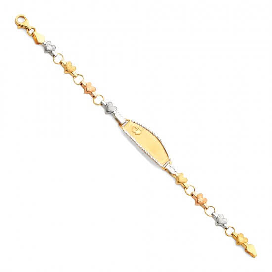 14k Tri-Color Gold 3 Color Light Stampato ID Bracelet 6in image 0