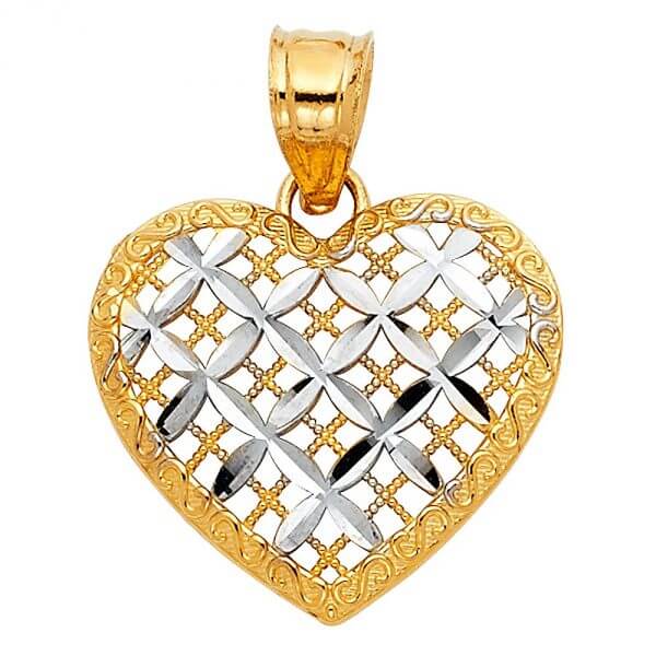 14k Two Tone Gold Heart  Pendant image 0