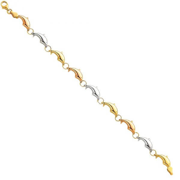 14k Tri-Color Gold 3 Color Light Stampato Bracelet 7.25in image 0