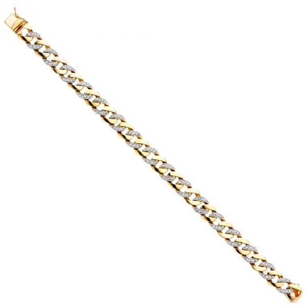 14k Yellow Gold CZ Cuban Link ID Bracelet 8.5in image 0