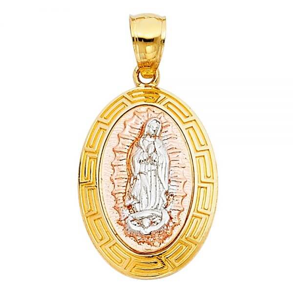 14k Tri-Color Gold Guadalupe Pendant image 0