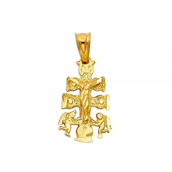 14k Yellow Gold Cross of Caravaca Pendant image 0