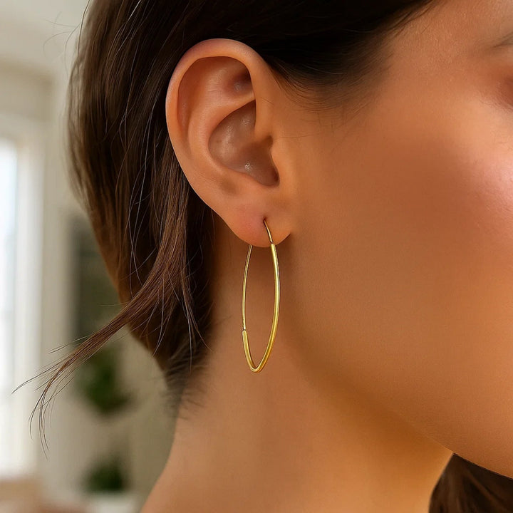 14k Yellow Gold Polished Long Marquise Motif Earrings