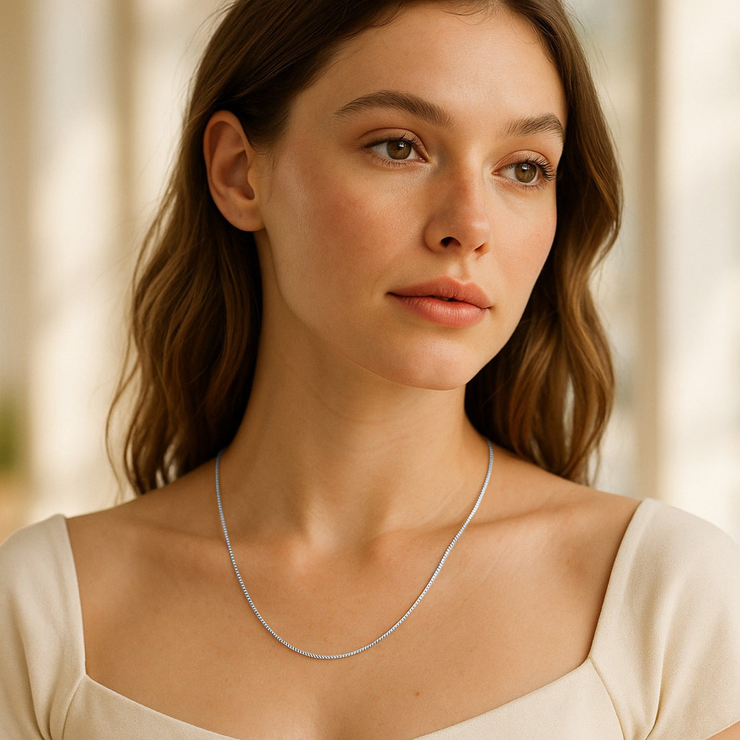 14k White Gold Classic Box Chain (0.68 mm)