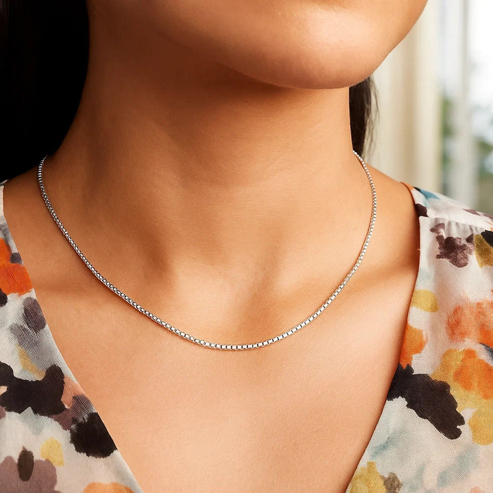 14k White Gold Classic Box Chain (0.68 mm)