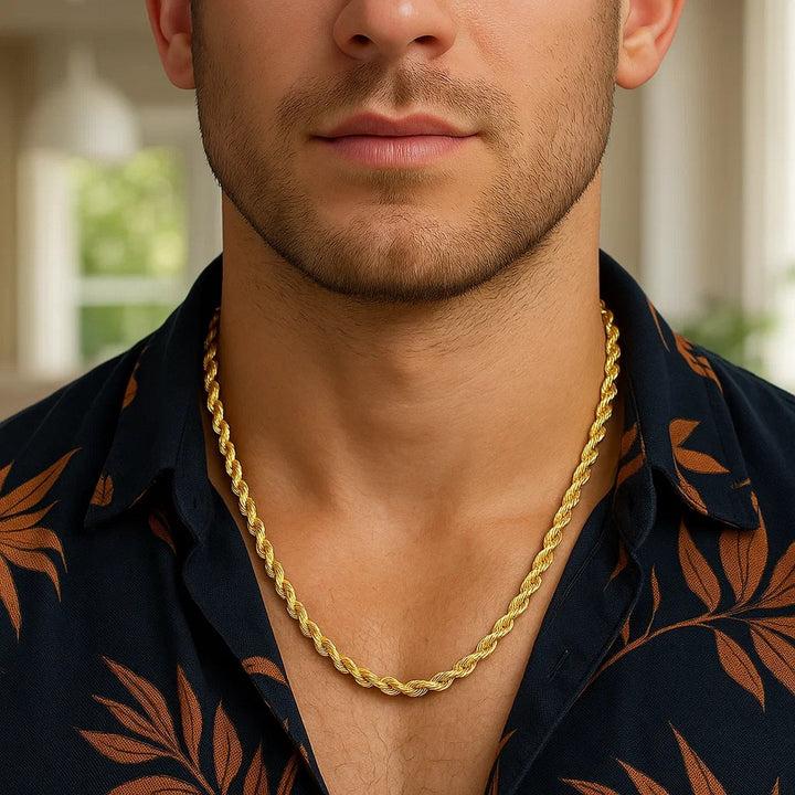 14k Yellow Gold Solid Diamond Cut Rope Chain (5.00 mm)