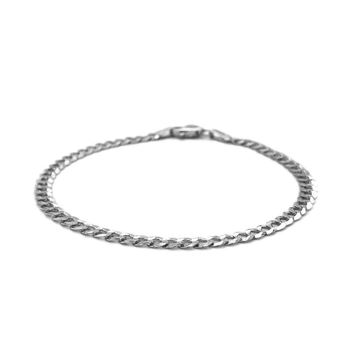 14k White Gold Solid Curb Bracelet (3.60 mm)