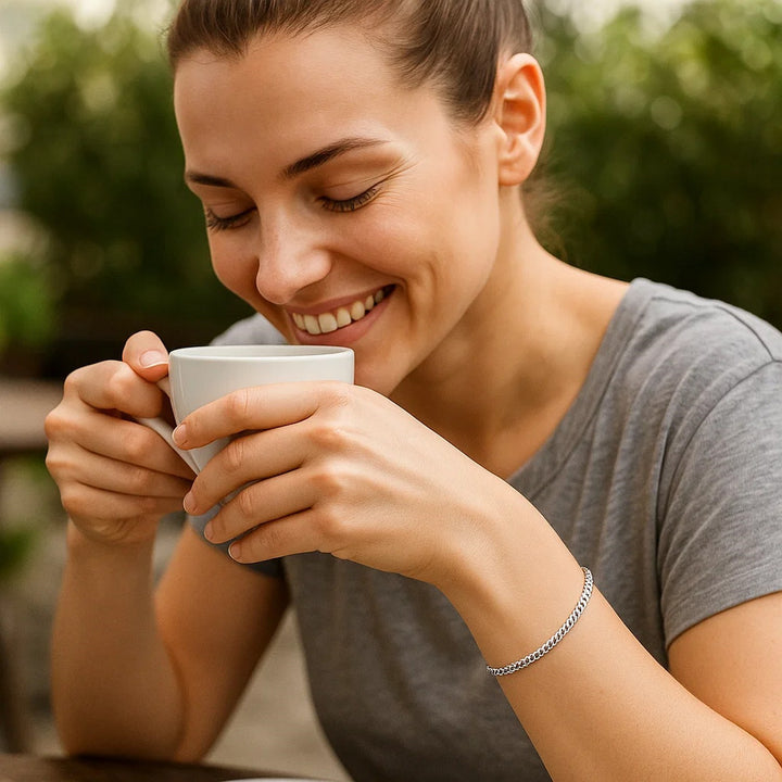 14k White Gold Solid Curb Bracelet (3.60 mm)