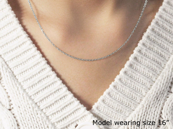 18k White Gold Round Cable Chain (1.50 mm)