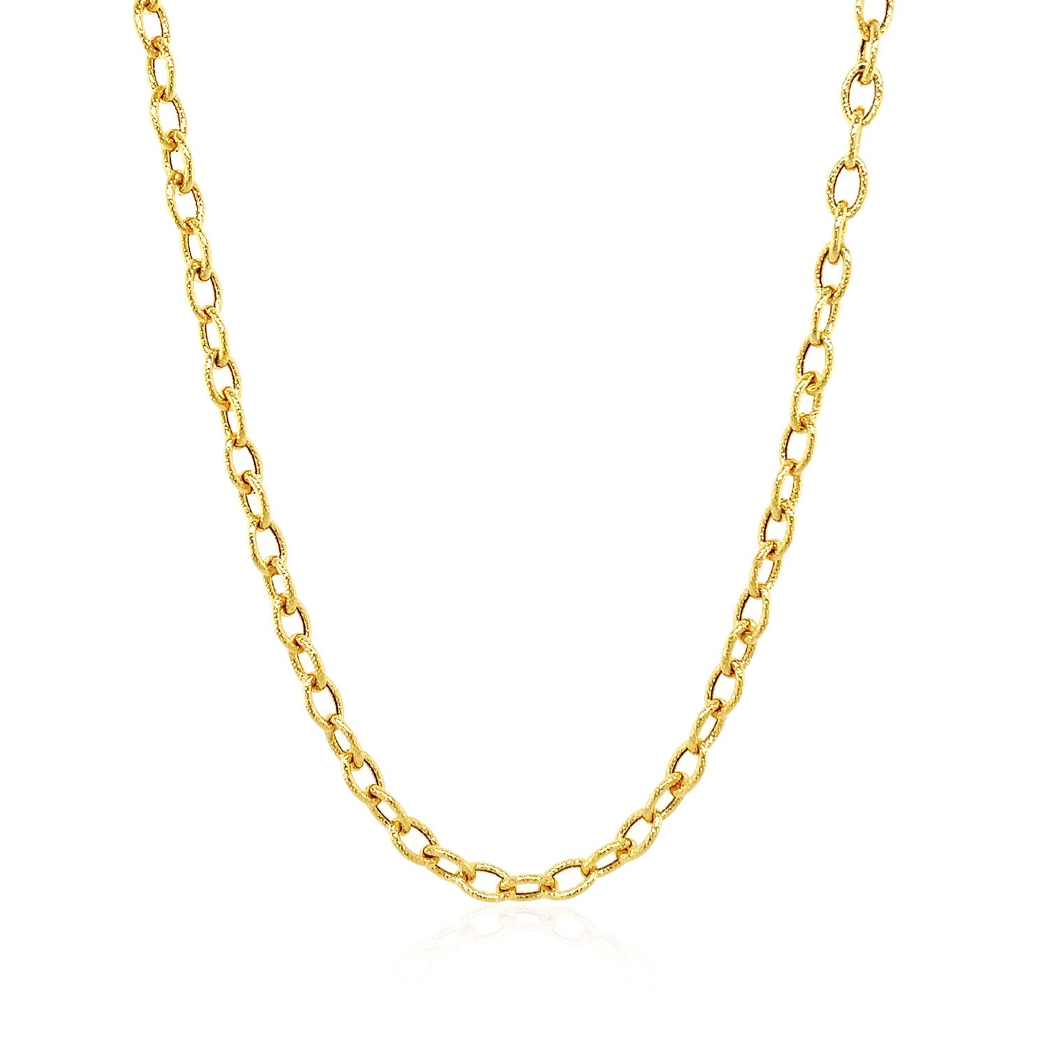 14k Yellow Gold Pendant Chain with Textured Links (3.30 mm