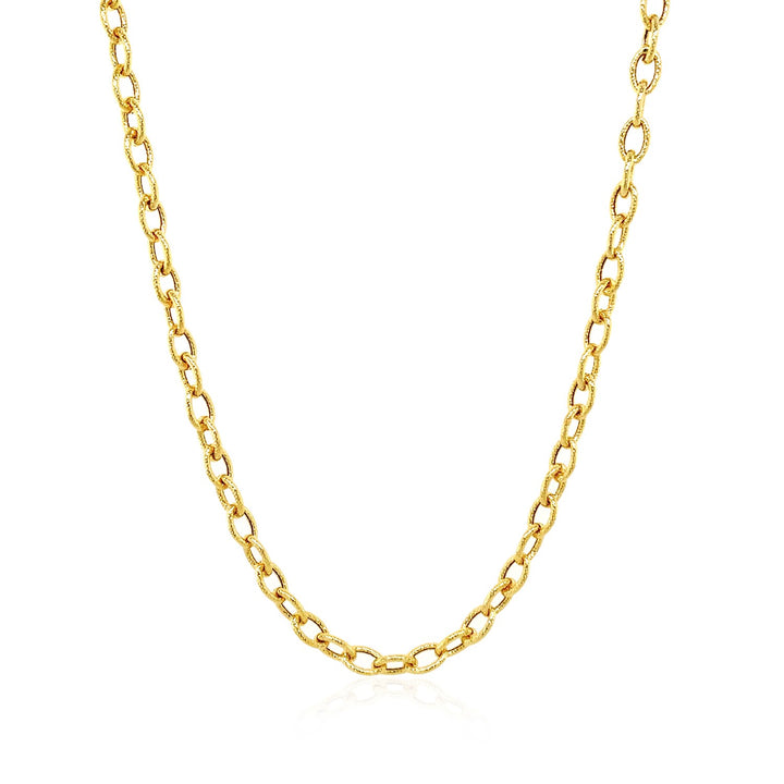 14k Yellow Gold Pendant Chain with Textured Links (3.30 mm)