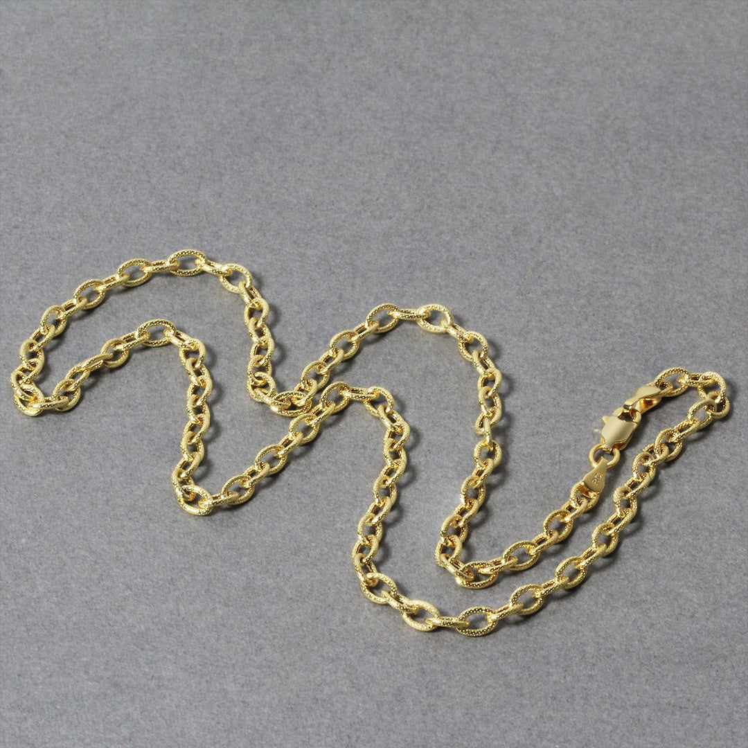 14k Yellow Gold Pendant Chain with Textured Links (3.30 mm)