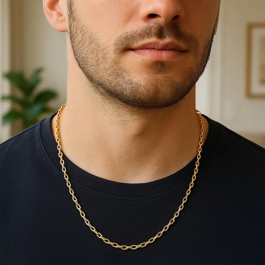 14k Yellow Gold Diamond Cut Cable Link Chain (3.70 mm)