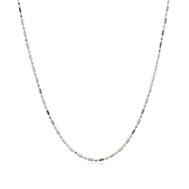 14k White Gold Diamond-Cut Alternating Bead Chain (1.10 mm)