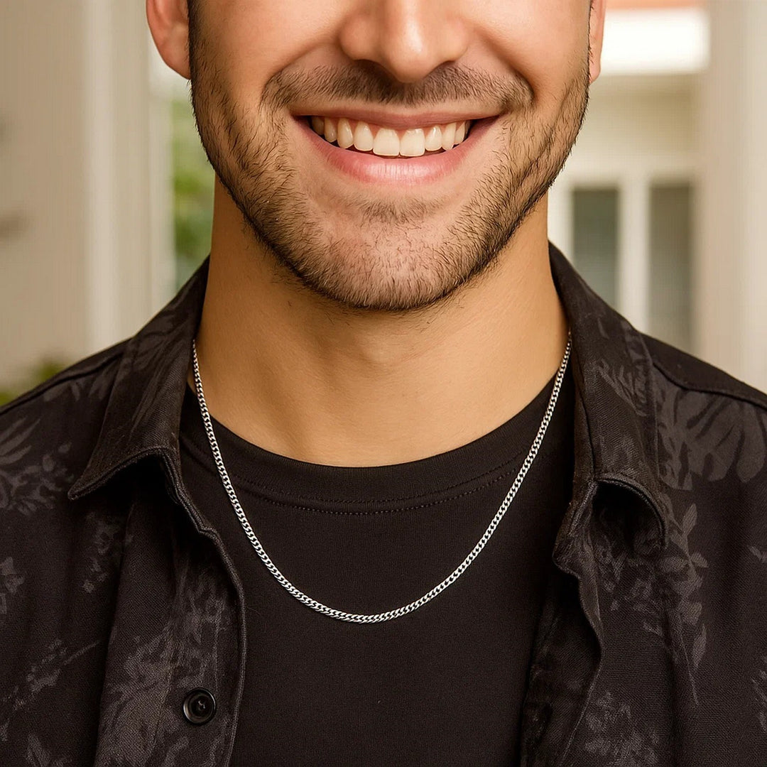 14k White Gold Solid Curb Chain (2.60 mm)