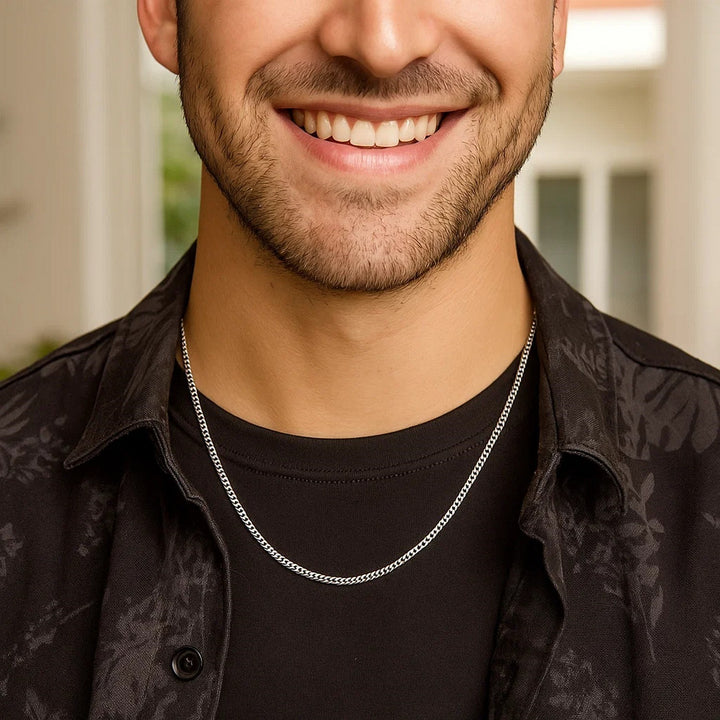 14k White Gold Solid Curb Chain (2.60 mm)