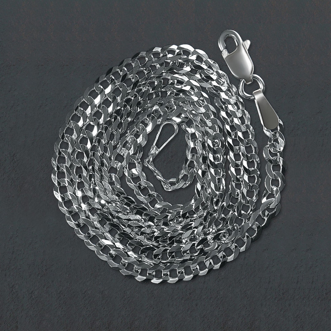 14k White Gold Solid Curb Chain (2.60 mm)