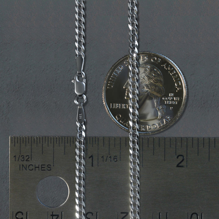 14k White Gold Solid Curb Chain (2.60 mm)