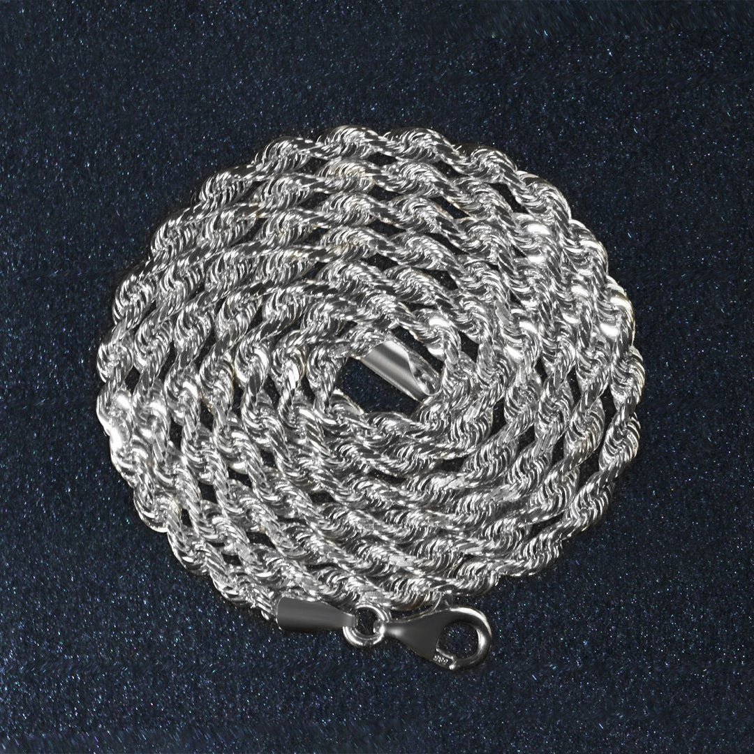 14k White Gold Solid Diamond Cut Rope Chain (3.00 mm)
