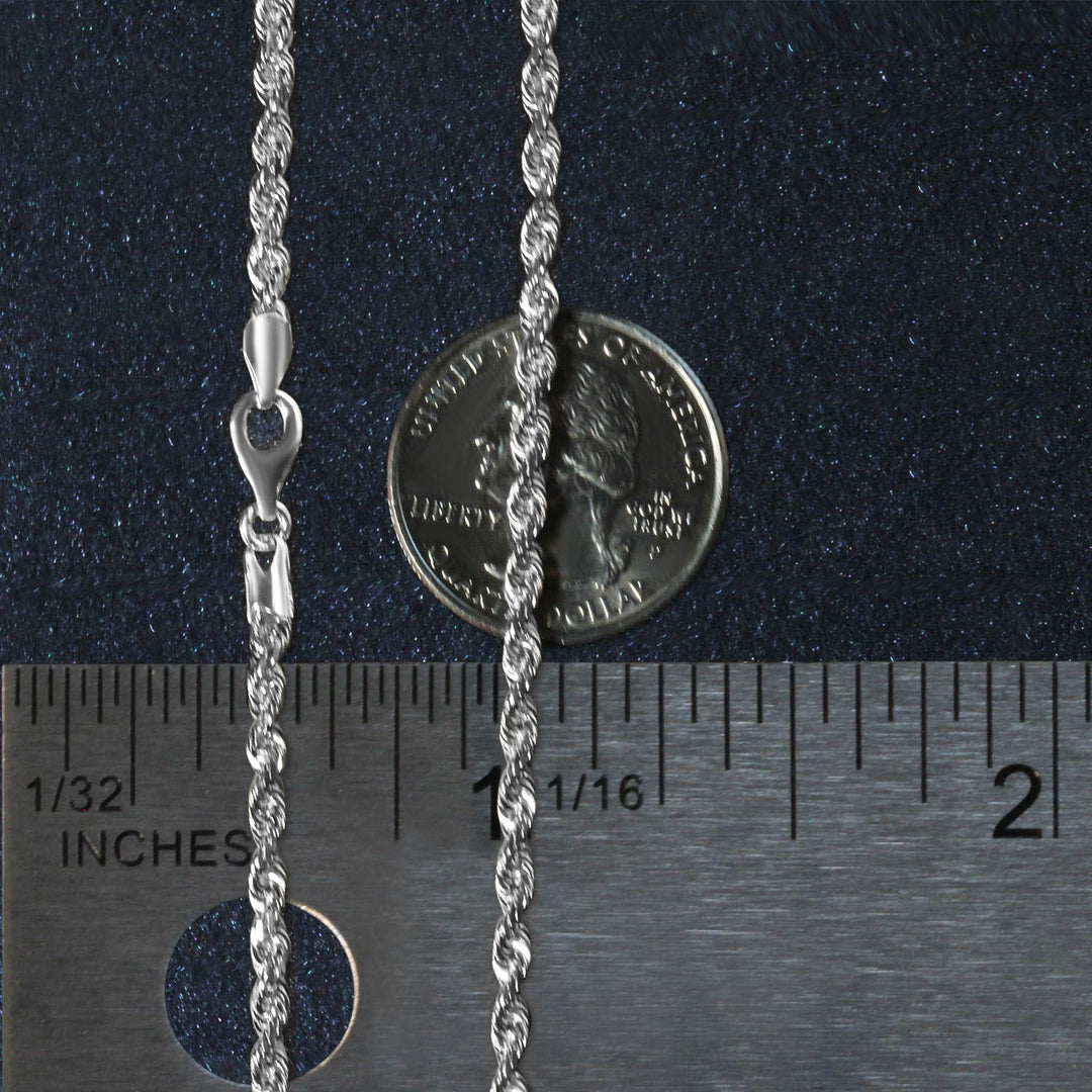 14k White Gold Solid Diamond Cut Rope Chain (3.00 mm)