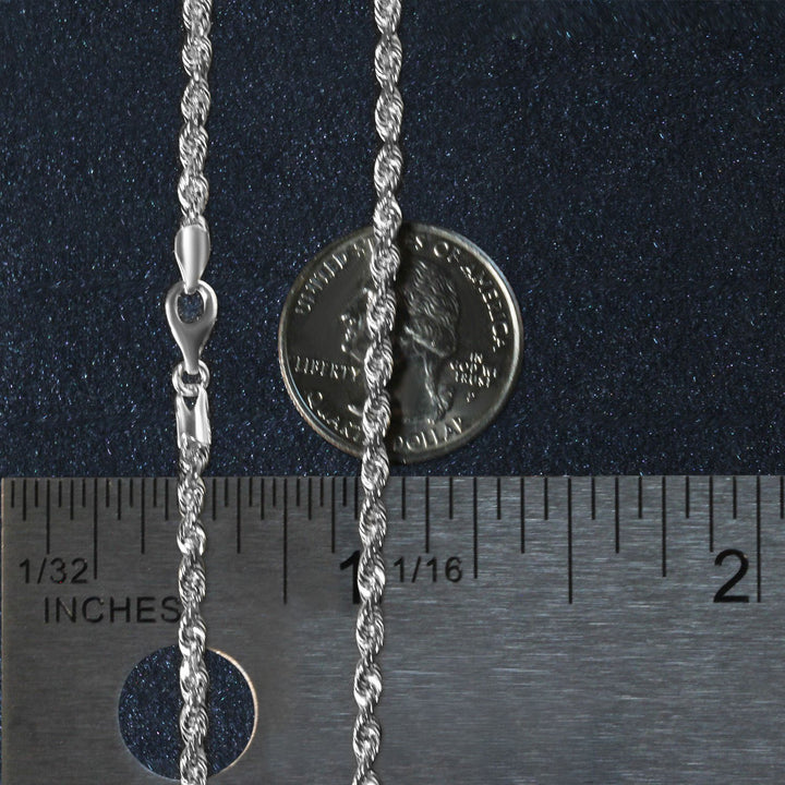 14k White Gold Solid Diamond Cut Rope Chain (3.00 mm)