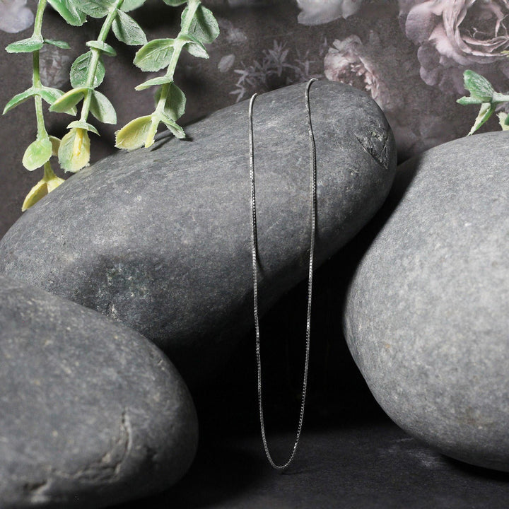 14k White Gold Classic Box Chain (0.60 mm)