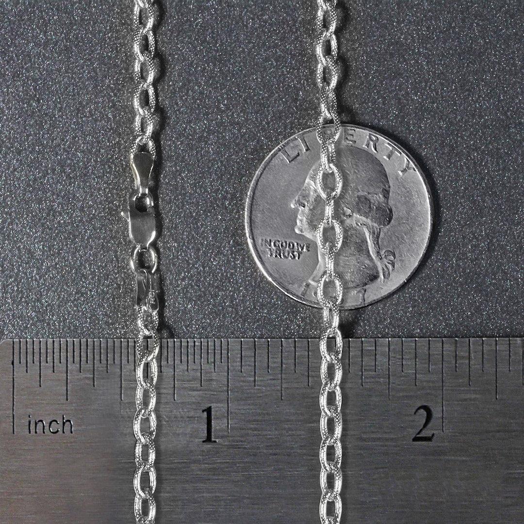 14k White Gold Pendant Chain with Textured Links (2.90 mm)